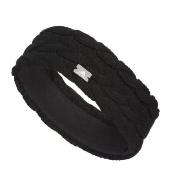 ADIDAS NWOT Black Braided Cable Knit 100% Acrylic Ear Warmer Headband OS - Picture 7 of 11
